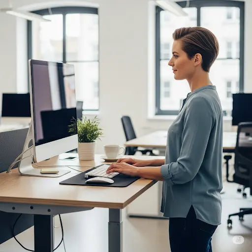 Biophilic home office: plants, light and air around a standing desk - Vvenace
