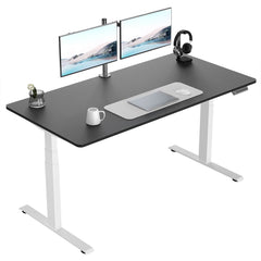VVENACE  Electric Standing Desk Height Adjustable Desk 4 Memory Height Ergonomic Sit Stand up Desk for Home Office, White&Black  Frame  One-Piece Desktop