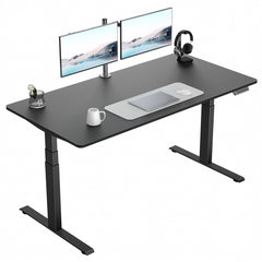 VVENACE  Electric Standing Desk Height Adjustable Desk 4 Memory Height Ergonomic Sit Stand up Desk for Home Office, White&Black  Frame  One-Piece Desktop
