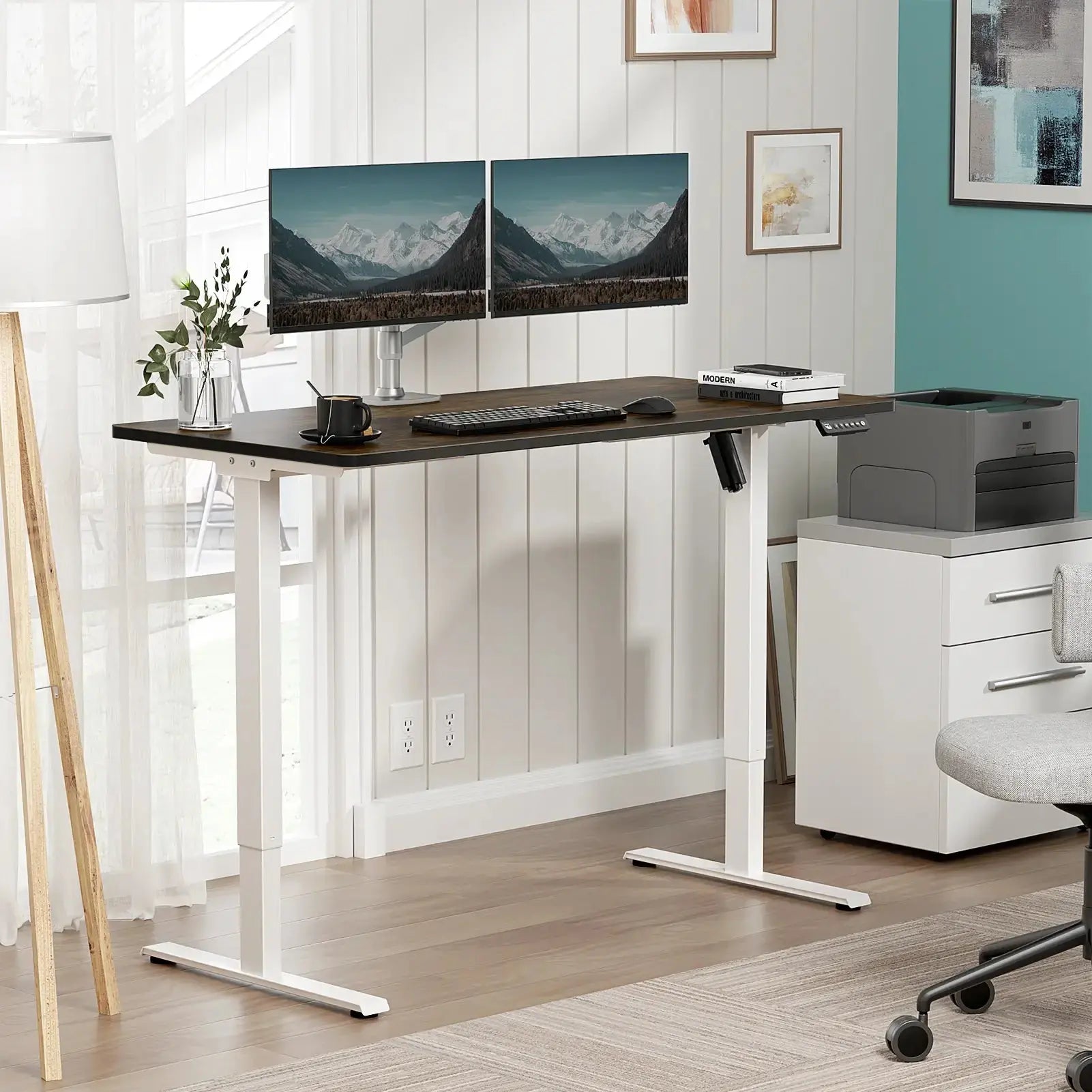 VVENACE  Electric Standing Desk Height Adjustable Desk 4 Memory Height Ergonomic Sit Stand up Desk for Home Office,   One-Piece Desktop (2 Packages)S1、D1、D2、D2pro Vvenace