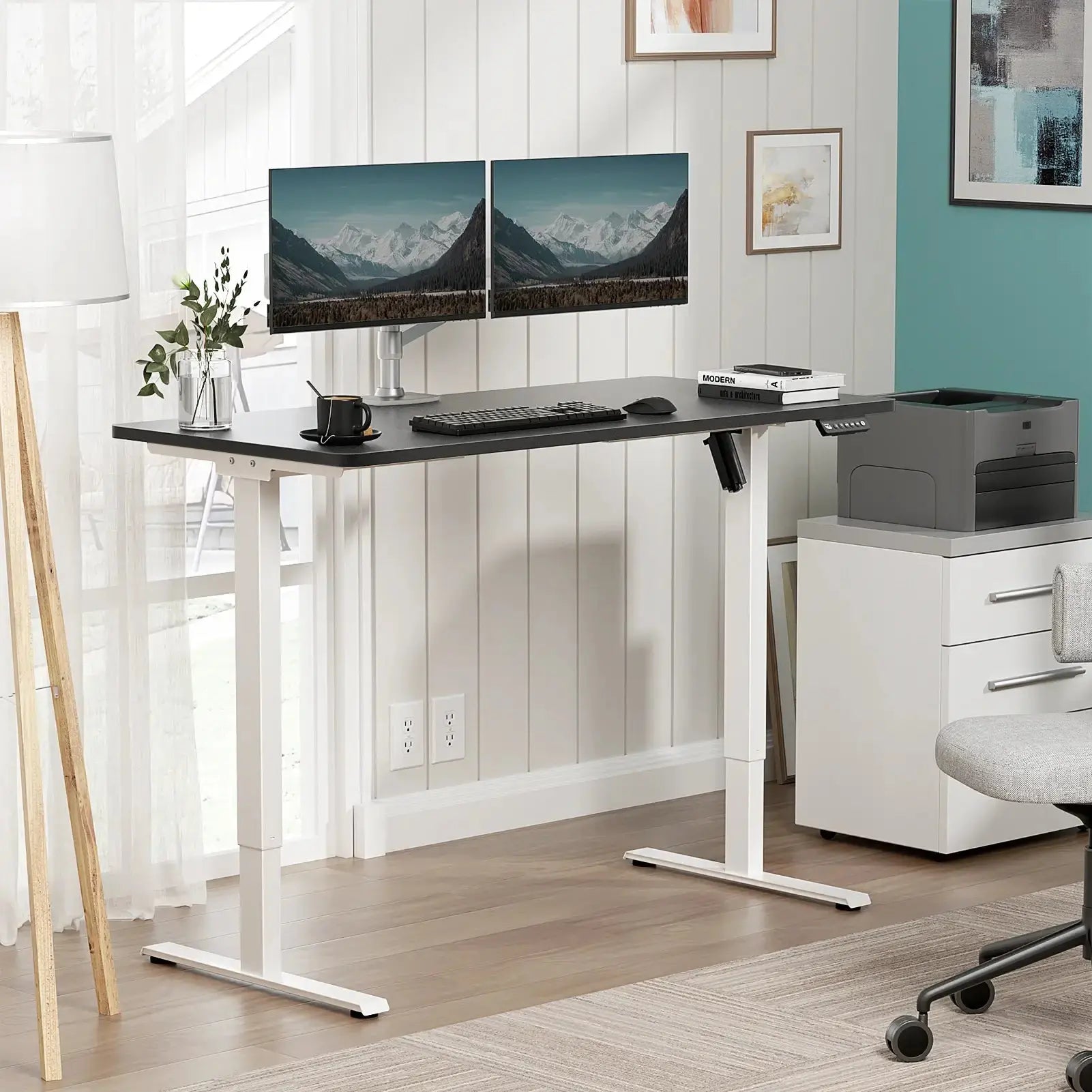 VVENACE  Electric Standing Desk Height Adjustable Desk 4 Memory Height Ergonomic Sit Stand up Desk for Home Office,   One-Piece Desktop (2 Packages)S1、D1、D2、D2pro Vvenace