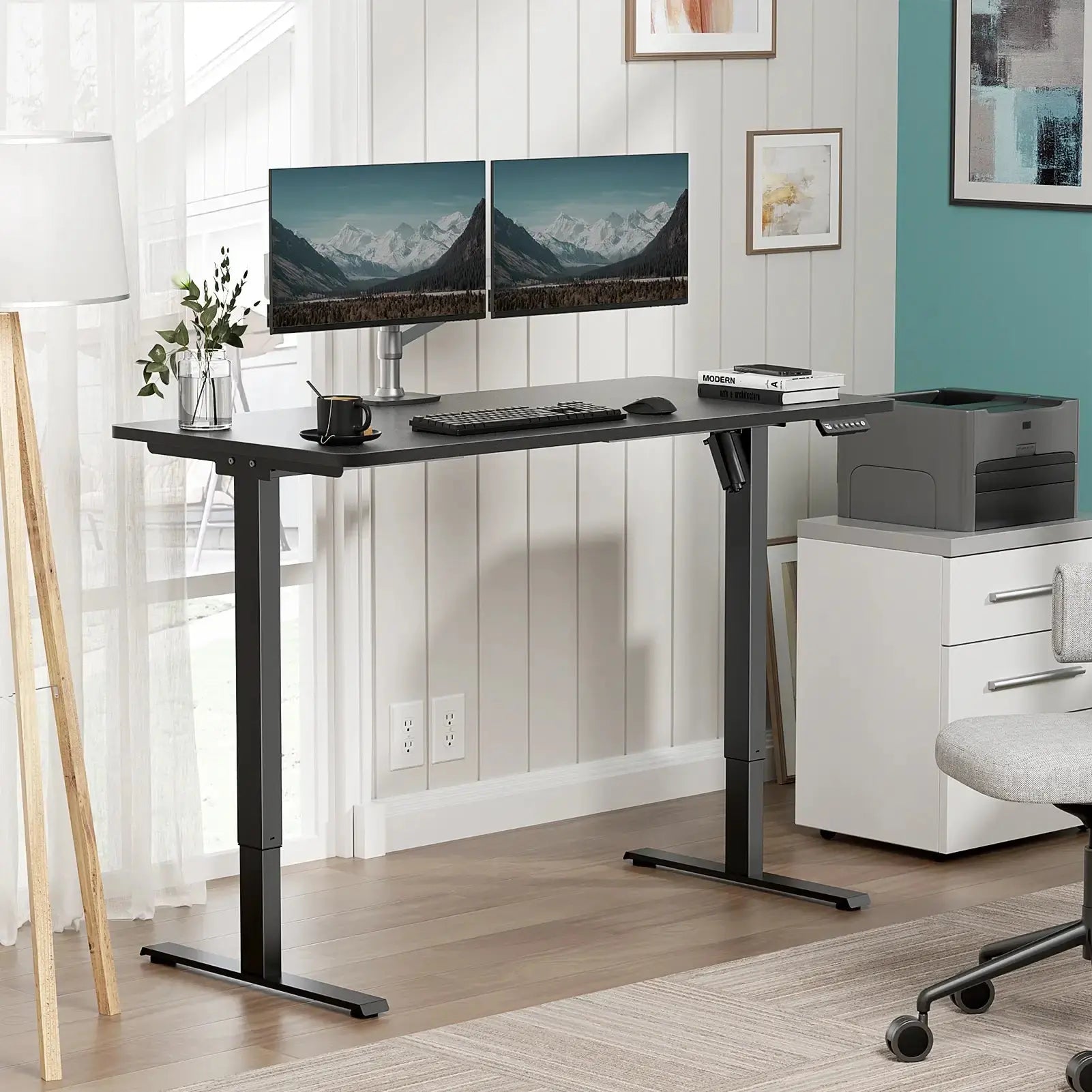 VVENACE  Electric Standing Desk Height Adjustable Desk 4 Memory Height Ergonomic Sit Stand up Desk for Home Office,   One-Piece Desktop (2 Packages)S1、D1、D2、D2pro Vvenace