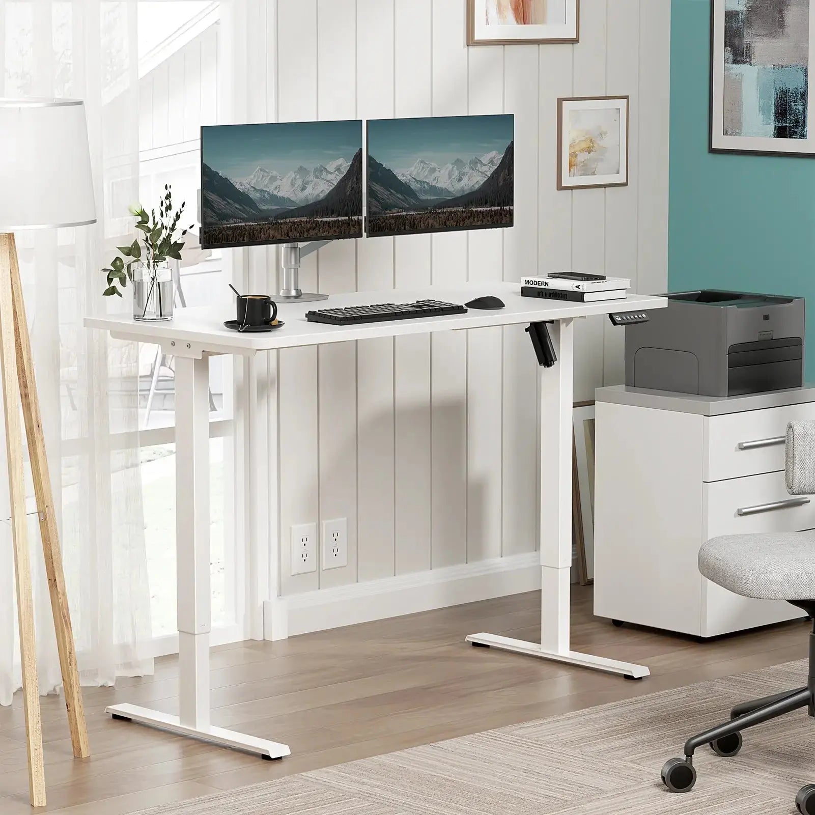 VVENACE  Electric Standing Desk Height Adjustable Desk 4 Memory Height Ergonomic Sit Stand up Desk for Home Office,   One-Piece Desktop (2 Packages)S1、D1、D2、D2pro Vvenace