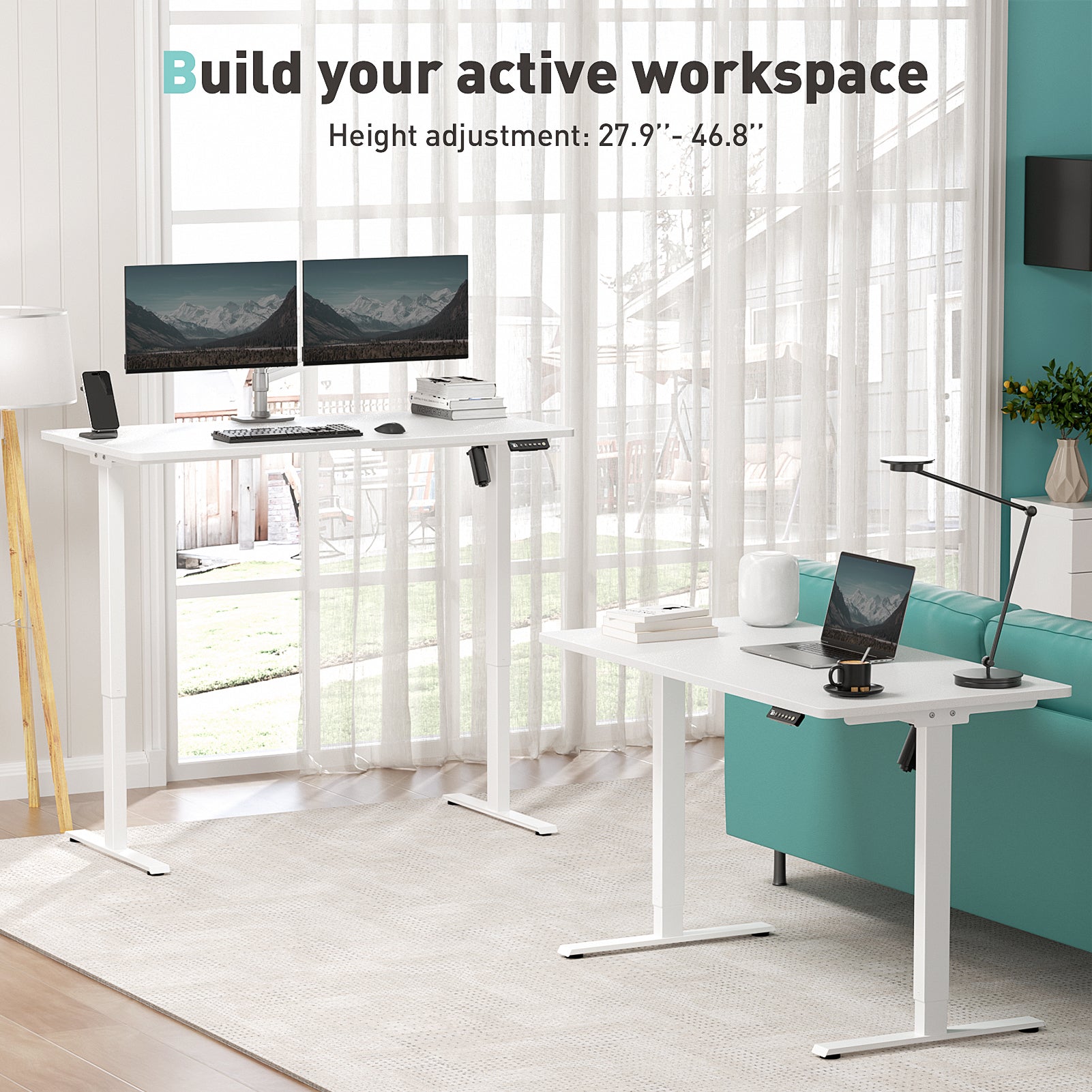 Electric Standing Desk A1P with One-Piece (2 Packages)