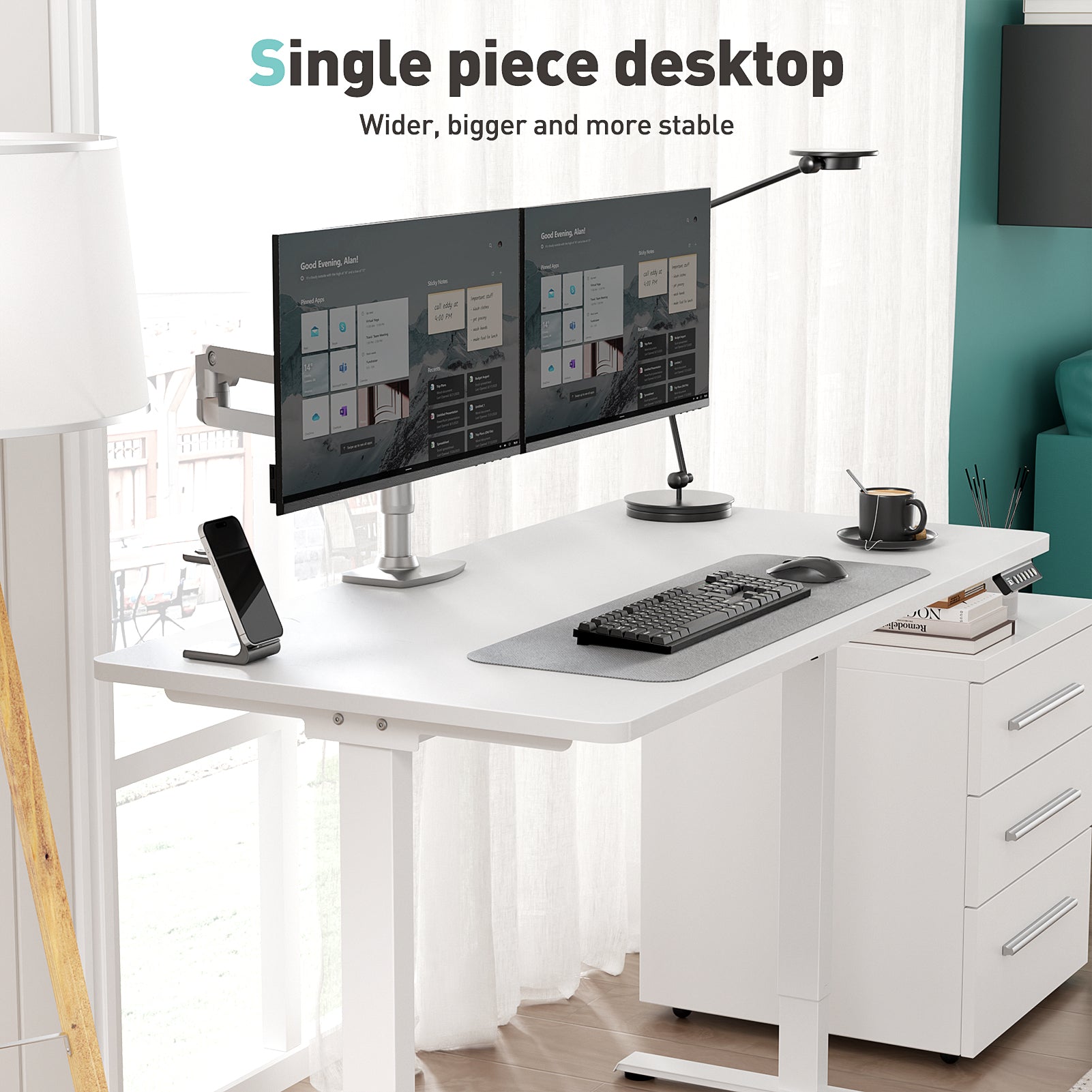 Electric Standing Desk A1P with One-Piece (2 Packages)