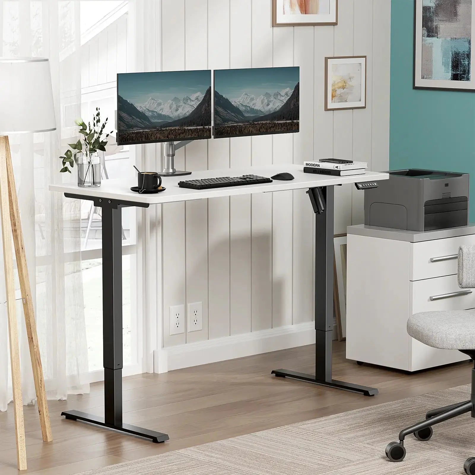VVENACE  Electric Standing Desk Height Adjustable Desk 4 Memory Height Ergonomic Sit Stand up Desk for Home Office,   One-Piece Desktop (2 Packages)S1、D1、D2、D2pro Vvenace