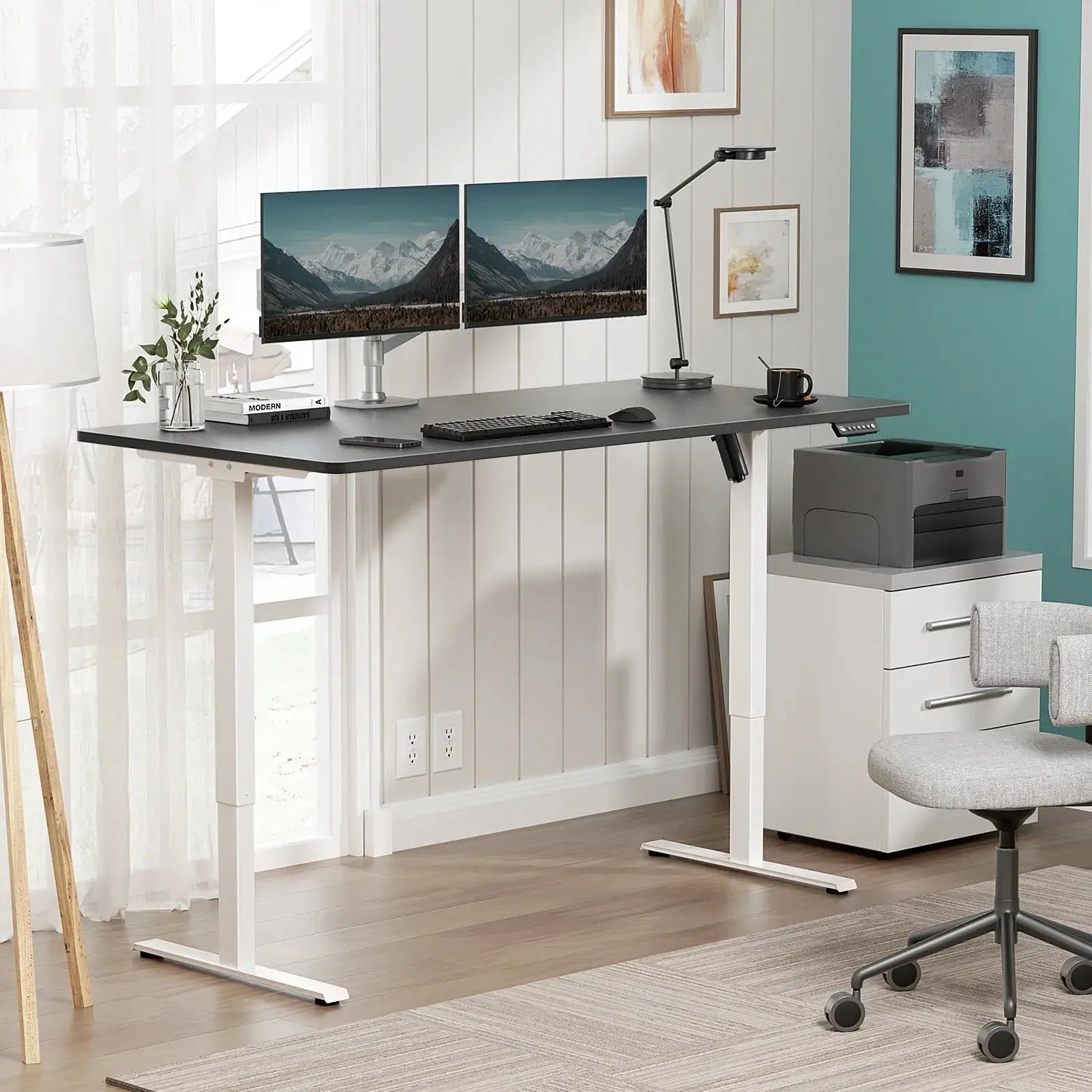 VVENACE  Electric Standing Desk Height Adjustable Desk 4 Memory Height Ergonomic Sit Stand up Desk for Home Office,   One-Piece Desktop (2 Packages)S1、D1、D2、D2pro Vvenace