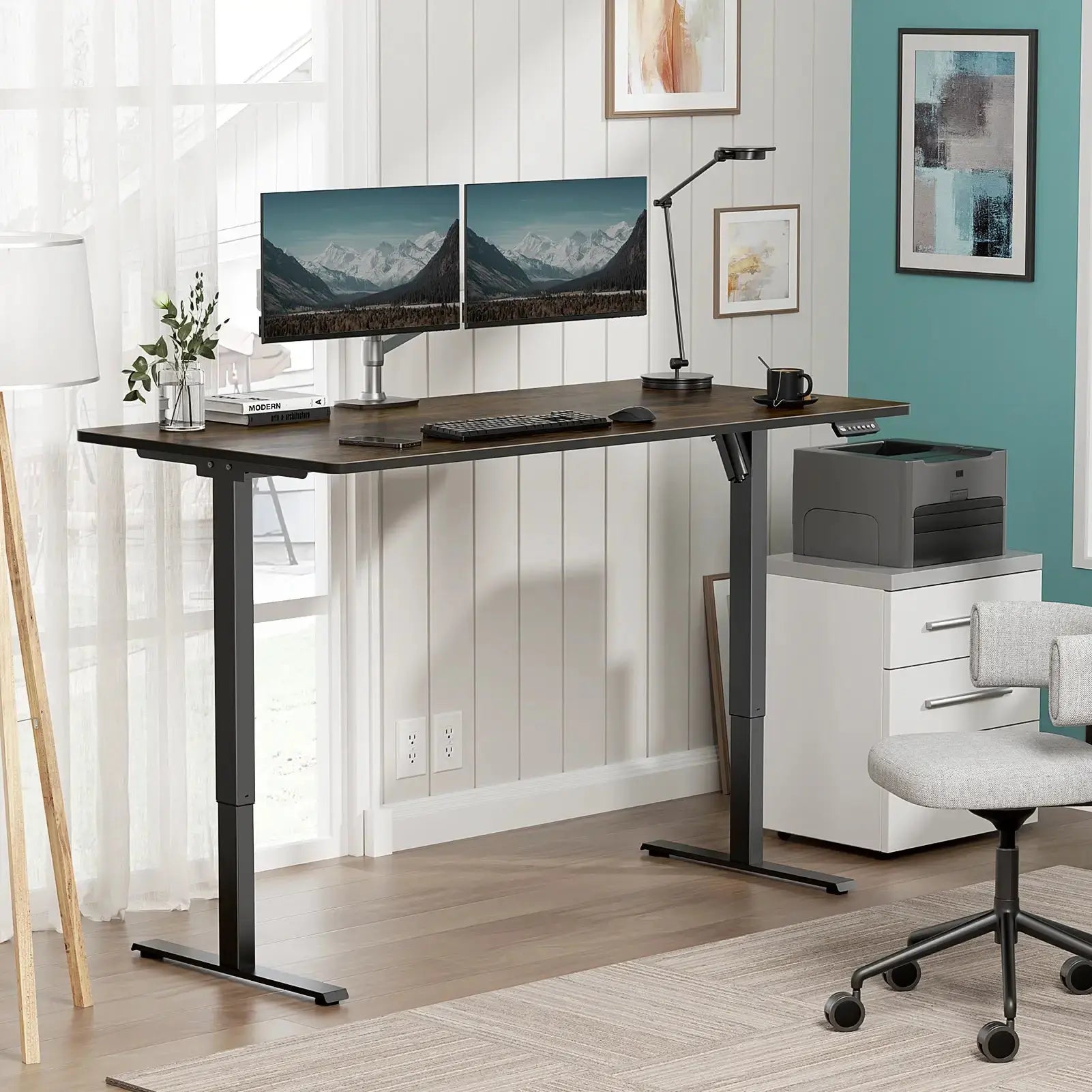 VVENACE  Electric Standing Desk Height Adjustable Desk 4 Memory Height Ergonomic Sit Stand up Desk for Home Office,   One-Piece Desktop (2 Packages)S1、D1、D2、D2pro Vvenace