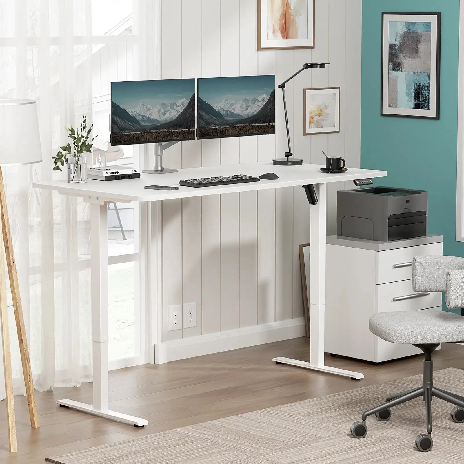 VVENACE  Electric Standing Desk Height Adjustable Desk 4 Memory Height Ergonomic Sit Stand up Desk for Home Office,   One-Piece Desktop (2 Packages)S1、D1、D2、D2pro Vvenace