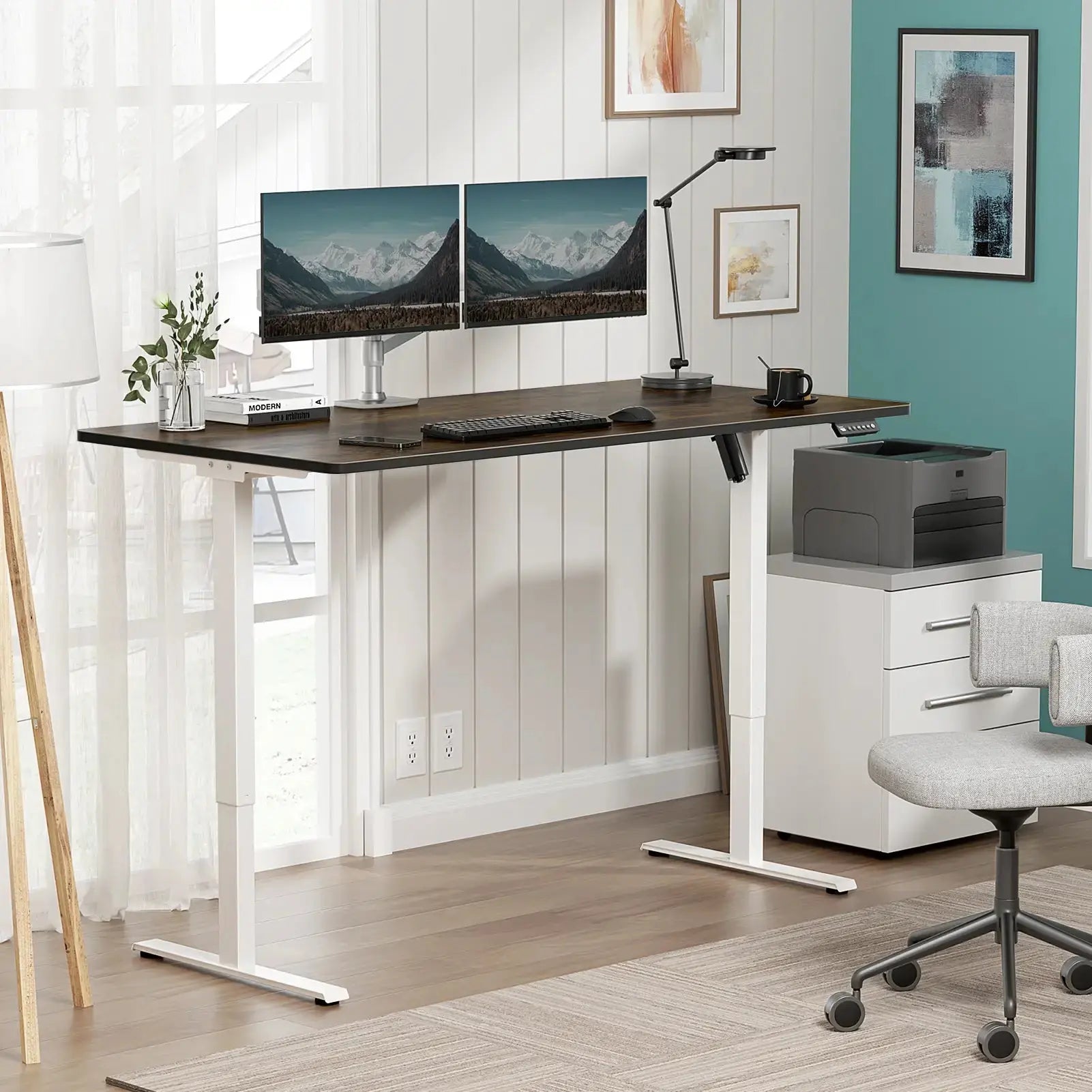 VVENACE  Electric Standing Desk Height Adjustable Desk 4 Memory Height Ergonomic Sit Stand up Desk for Home Office,   One-Piece Desktop (2 Packages)S1、D1、D2、D2pro Vvenace
