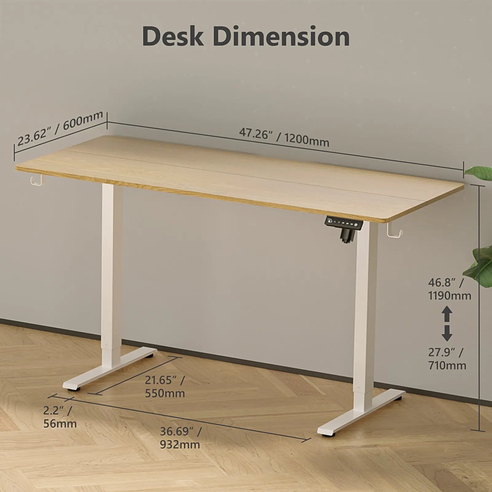 Electric Standing Desk Height Adjustable Desk  4 Memory Height Ergonomic Sit Stand up Desk for Home Office - Vvenace