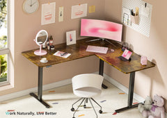L Shaped Electric Standing Desk with 3-Leg A1L, 63'' - Vvenace