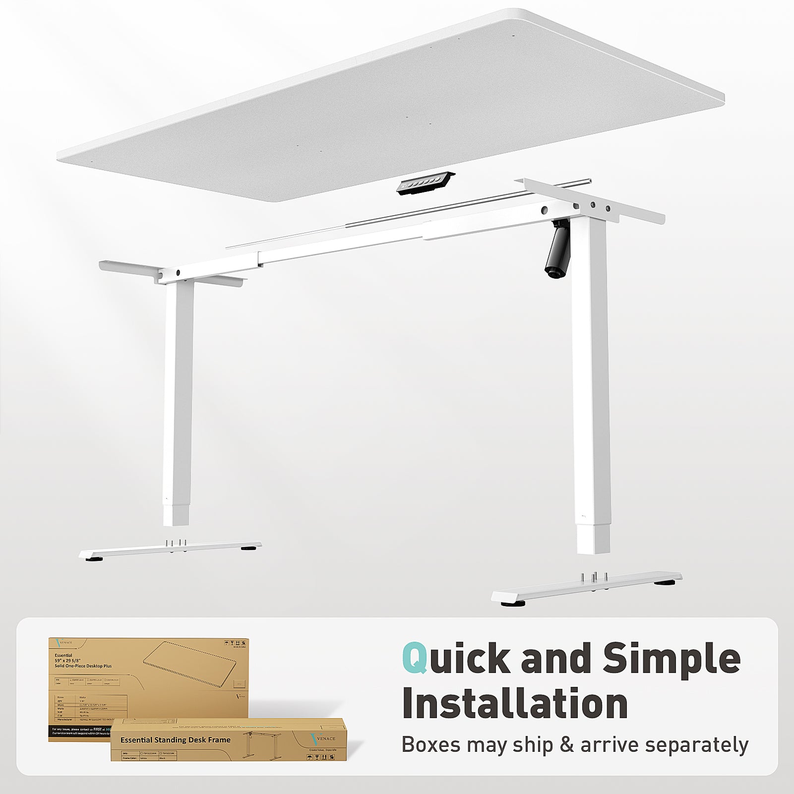 Electric Standing Desk A1P with One-Piece (2 Packages)