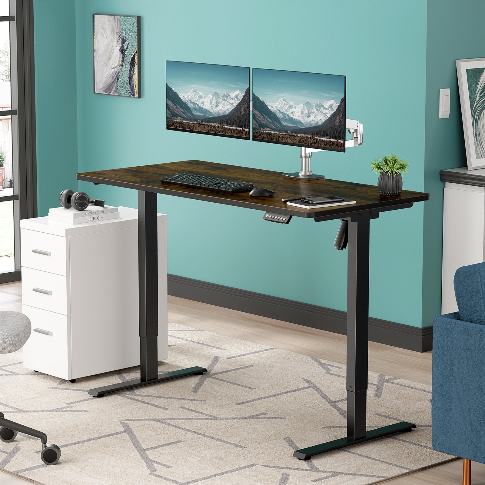 Electric Standing Desk A1P with One-Piece (2 Packages)