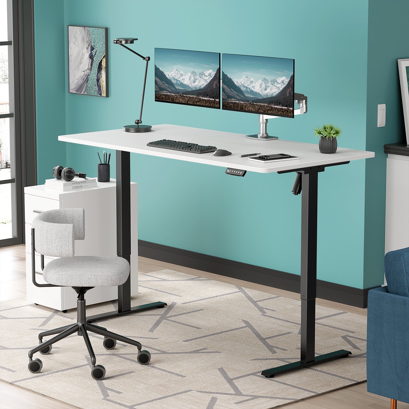 Electric Standing Desk A1P with One-Piece (2 Packages)