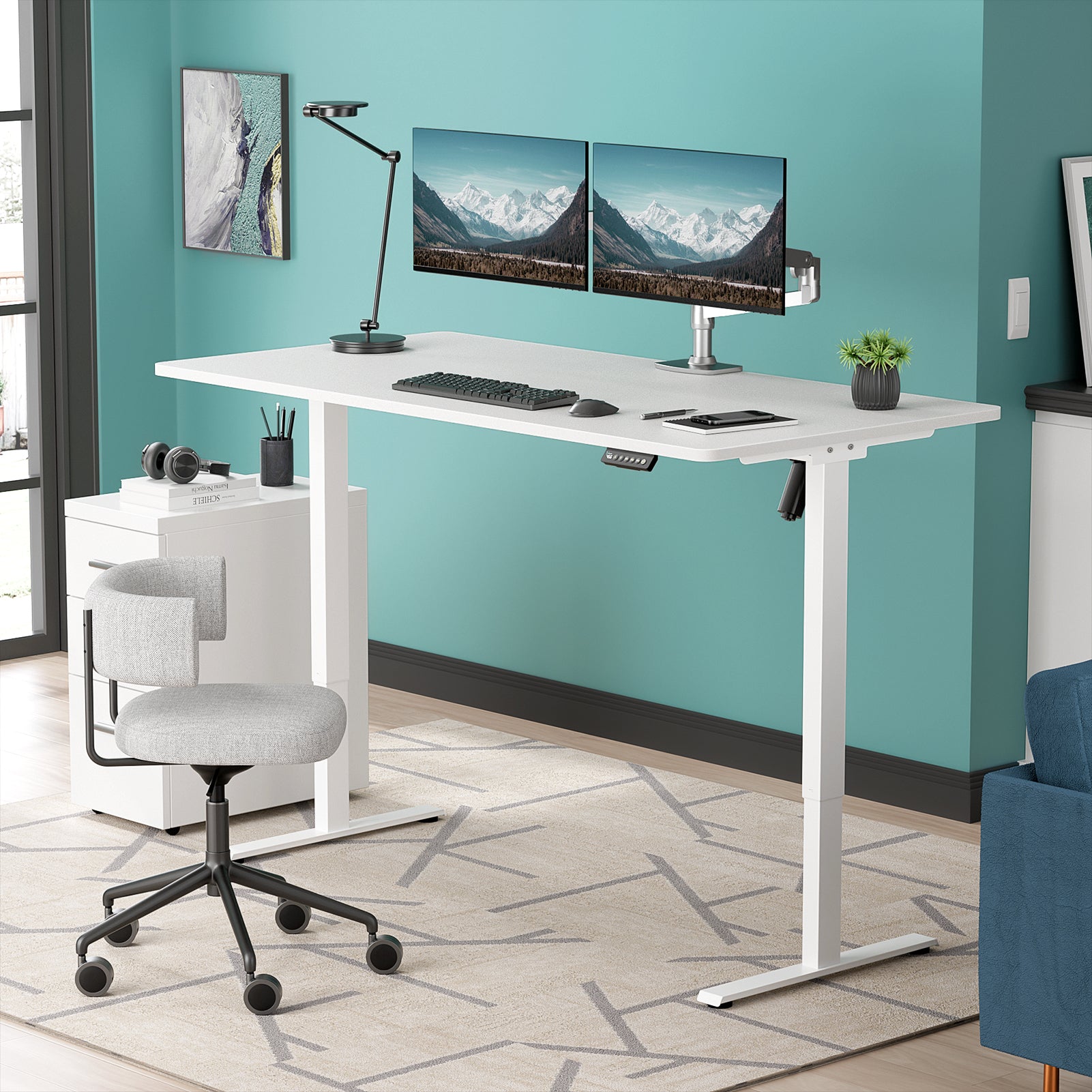 Electric Standing Desk A1P with One-Piece (2 Packages)
