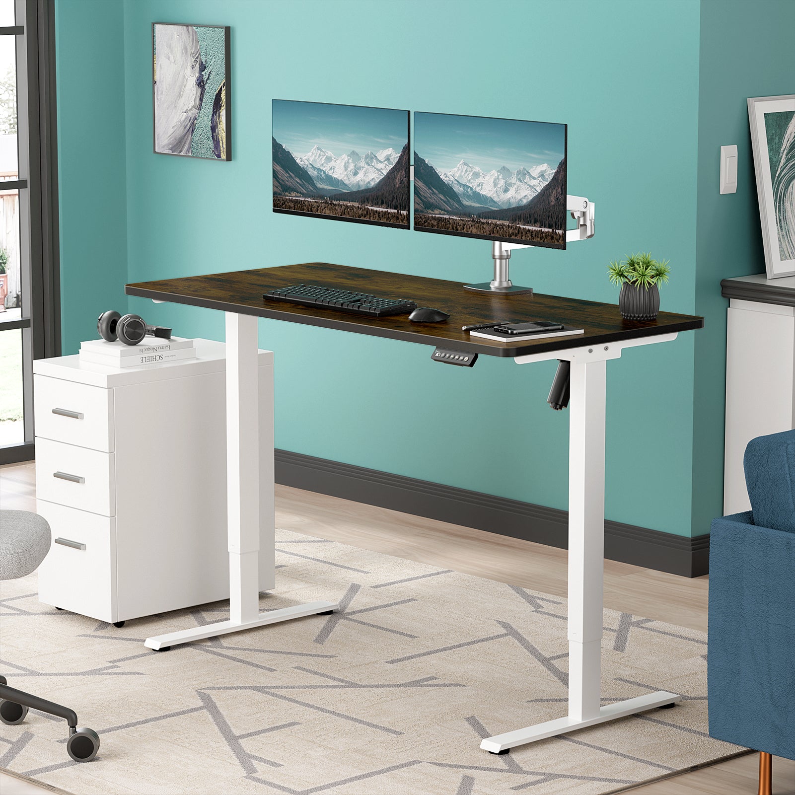 Electric Standing Desk A1P with One-Piece (2 Packages)