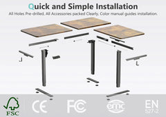 L Shaped Electric Standing Desk with 3-Leg A1L, 63'' - Vvenace